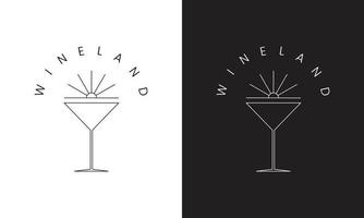 Minimalist Wine Boho Logo. Simple Line Art Design Template. vector