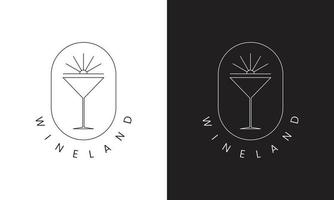 Minimalist Wine Boho Logo. Simple Line Art Design Template. vector