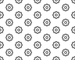 Black contour gears seamless vector texture background, seamless pattern . Gear icon isolated on white.