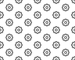 Black contour gears seamless vector texture background, seamless pattern . Gear icon isolated on white.