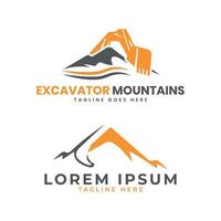 Excavator Mountains Logo design concept vector template