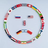 illustration of a smiley face from national flags on dominoes. Concept of peace and the Commonwealth of Nations and the world order photo