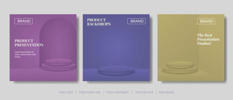 conjunto de maquetas de productos de fondo simple para plantilla de publicación en redes sociales vector