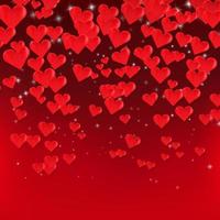 Falling red hearts for Valentines day background vector