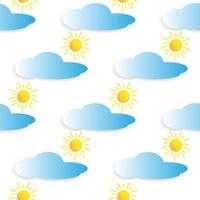 bright sun blue cloud vector design illustration. white background. seamless pattern design for wallpaper, backdrop, cover, paper and print on fabric. modern templates