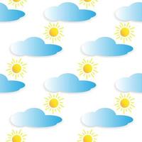 bright sun blue cloud vector design illustration. white background. seamless pattern design for wallpaper, backdrop, cover, paper and print on fabric. modern templates