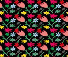 seamless pattern colorful floral design. black background. design wallpaper, backdrop, cover, paper and ready to print on fabric. vector illustration