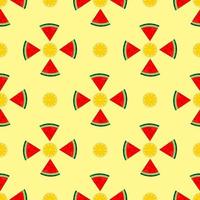 seamless pattern watermelon and orange fruit vector design. yellow background. design for wallpaper, backdrop, cover, print design and your design needs.