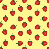 seamless pattern strawberry fruit vector design. yellow background. design for wallpaper, backdrop, cover, print design and your design needs.