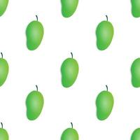 seamless pattern green mango fruit vector design. white background. design for wallpaper, backdrop, cover, print design and your design needs.