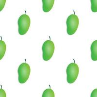 Diseño de vector de fruta de mango verde de patrones sin fisuras. Fondo blanco. diseño para papel tapiz, telón de fondo, portada, diseño de impresión y sus necesidades de diseño.