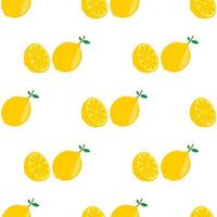 Ilustración de vector de patrones sin fisuras de fruta naranja y diseño de hoja verde. Fondo blanco. diseño para papel tapiz, telón de fondo e impresión en tela. plantillas modernas