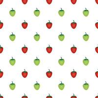 seamless pattern red and green strawberry fruit vector design. yellow background. design for wallpaper, backdrop, cover, print design and your design needs.