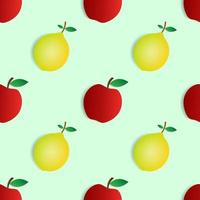 manzana roja de patrones sin fisuras y diseño de vector de fruta de limón amarillo. Fondo blanco. diseño para papel tapiz, telón de fondo, portada, diseño de impresión y sus necesidades de diseño.