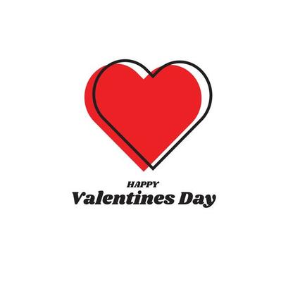 Happy Valentines Day on white Background red heart vector