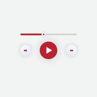 icono de reproductor de música multimedia en vector. reproducción moderna de la aplicación de música. navegación multimedia en el dispositivo de teléfono inteligente. con elegante color rojo vector