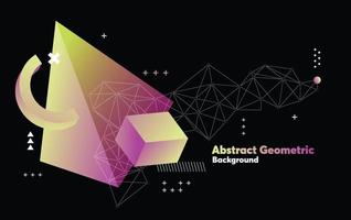 3D Geometric background with bright colors and minimalistic shapes vector