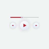 icono de reproductor de música multimedia en vector. reproducción moderna de la aplicación de música. navegación multimedia en el dispositivo de teléfono inteligente. con elegante color rojo vector