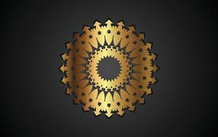 mandala design elements, labels, icon and frames for packaging and design of luxury products. Made with golden foil Isolated on black background. vector illustration