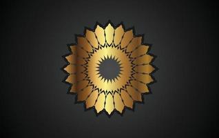 mandala design elements, labels, icon and frames for packaging and design of luxury products. Made with golden foil Isolated on black background. vector illustration
