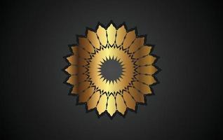 mandala design elements, labels, icon and frames for packaging and design of luxury products. Made with golden foil Isolated on black background. vector illustration