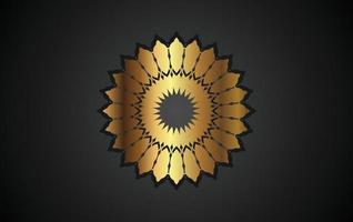 elementos de diseño de mandala, etiquetas, iconos y marcos para embalaje y diseño de productos de lujo. hecho con lámina dorada aislada sobre fondo negro. ilustración vectorial vector