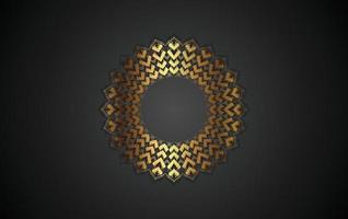 mandala design elements, labels, icon and frames for packaging and design of luxury products. Made with golden foil Isolated on black background. vector illustration