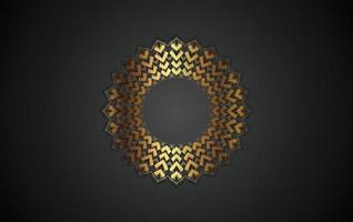 mandala design elements, labels, icon and frames for packaging and design of luxury products. Made with golden foil Isolated on black background. vector illustration