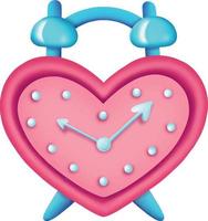 Heart shaped alarm clock.Design for Valentines Day. vector illustration