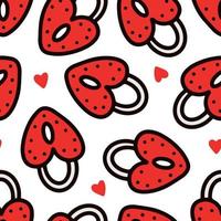 Seamless pattern with red locks and hearts. Vector illustration