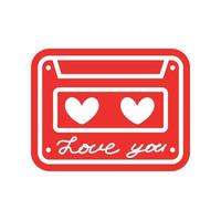 cassette tape recorder with hearts. Design for Valentines Day vector