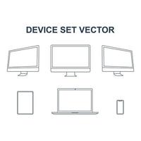 conjunto de dispositivos monitor de computadora de tableta de teléfono inteligente portátil. para sitio web, maqueta, logotipo, símbolo, icono vector