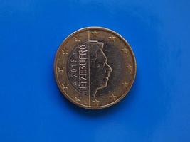 1 euro coin, European Union, Luxembourg over blue photo