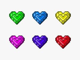 Heart diamond set pixel vector