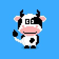 Pixel art cow character vector