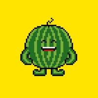 Pixel art watermelon character vector