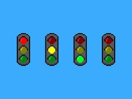 Traffic light in pixel art design vector