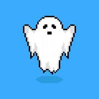 Pixel art ghost character vector