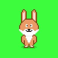 Pixel art rabbit character vector