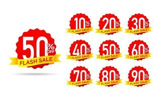 Set of red discount tags for sale banner vector