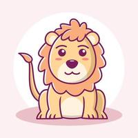 Cute Lion Cartoon Icon Illustration. Animal Flat Cartoon Style vector