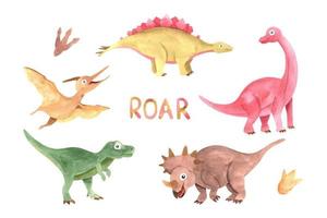 Cute dinosaurs watercolor set