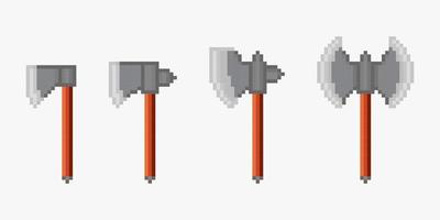 Collection of weapons pixel art vector