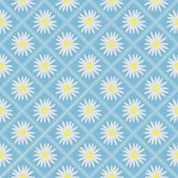 beautiful daisy white flower blossom botanical floral seamless pattern nature blue sky background wallpaper vector illustration