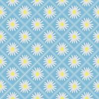 beautiful daisy white flower blossom botanical floral seamless pattern nature blue sky background wallpaper vector illustration