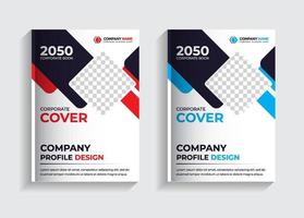 nuevo diseño de plantilla de perfil comercial de empresa corporativa, plantilla de folleto comercial de 4 páginas, informe anual, folleto doble, publicación en medios sociales y diseño de banner publicitario, banner digital, portada de libro comercial vector