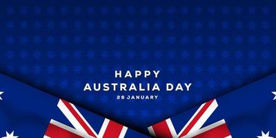 happy Australia day background design with realistic flag and copy space. vector illustration