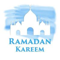 ramadan kareem with design mosque in the splash watercolor vector
