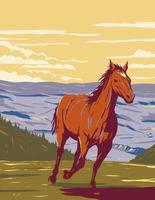 mustang en pryor mountain wild horse range en carbon y big horn condados de montana wpa poster art vector