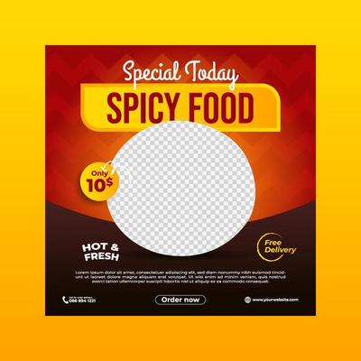 Social media post template for food menu promotion banner